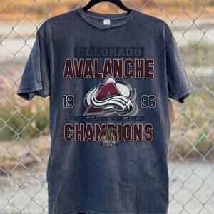 1996 Colorado Avalanche Shirt 90S Made Retro Black Tee